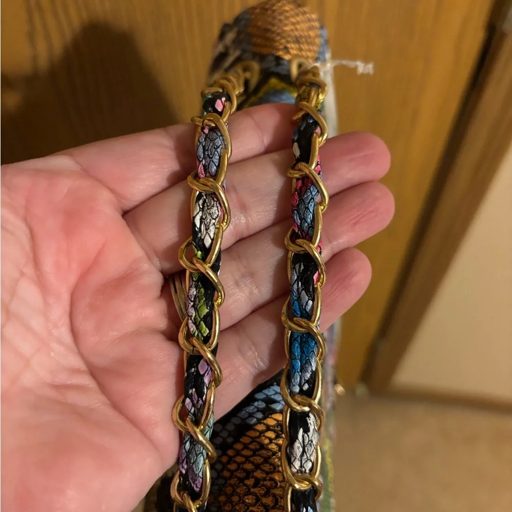 Multicolor Snake Print Women's Purse Bag - Picture 8 of 10